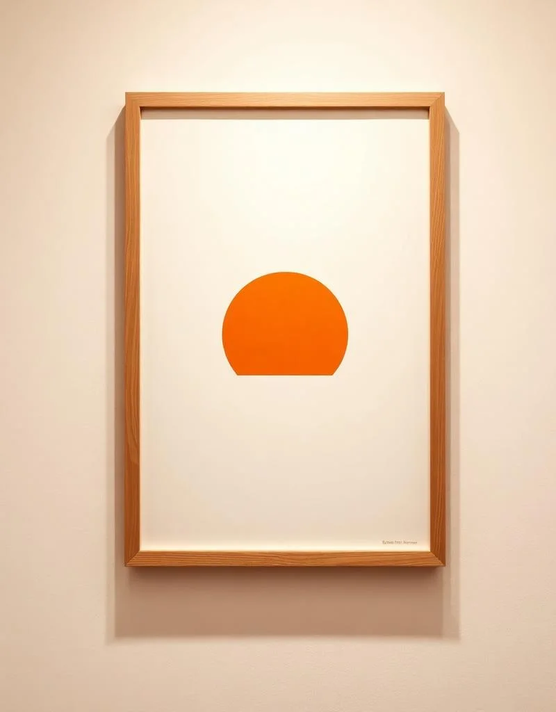 Affiche graphique encadrée représentant un soleil stylisé